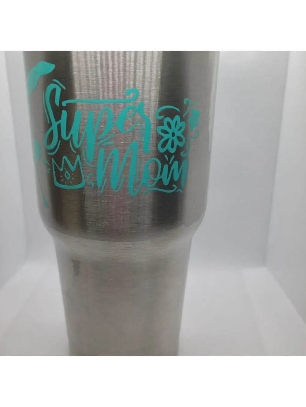 Handpainted Super Mom 27 oz Tumbler with Lid and Straw